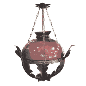 FPD1-024 ชุดกระเช้าทองเหลือง 14 นิ้ว โซ่ 30 ซม.แป้นกลมเรียบ