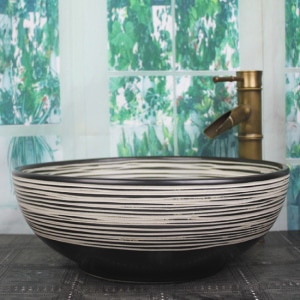 TSC 603 อ่างล้างมือสีดำ เส้นขาว