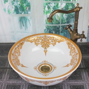 TSC 607 อ่างล้างมือเขียนทอง สีขาว