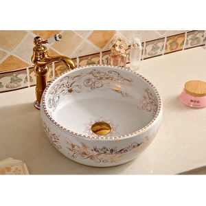 TSC 618 อ่างล้างมือเขียนทอง สีขาว