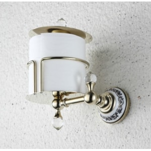 TSH 017G ที่ใส่ทิชชู่ม้วน แป้นเซรามิค สีทอง