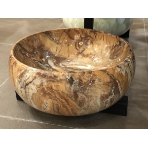 TSC 809 อ่างเซรามิคลายหินอ่อนกลม สีน้ำตาล