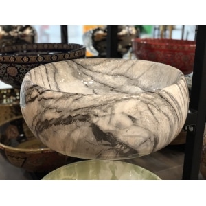 TSC 810 อ่างเซรามิคลายหินอ่อนกลม เส้นดำ