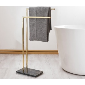 TSE101 ราวพาดผ้าตั้งพื้นทองเหลือง ฐานหินอ่อน