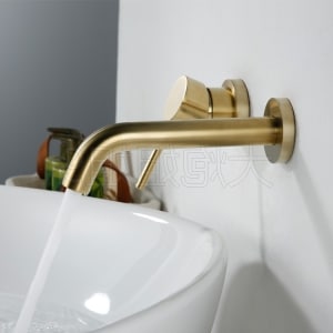 TSB 217G ก๊อกผสมติดผนัง สีทอง